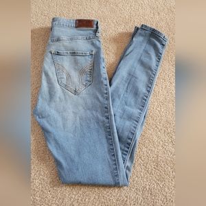 Hollister ultra high rise super skinny classic stretch blue jeans womens size 0
